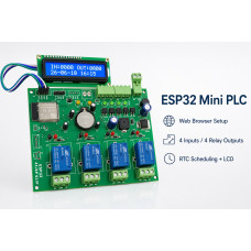 ESP32 Mini PLC – 4 Input / 4 Relay Output WiFi PLC with Web Configuration, LCD & RTC